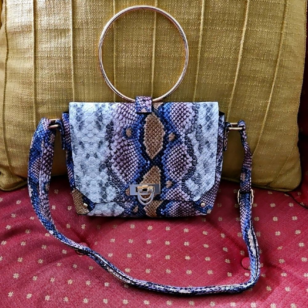 Primark Snakeskin Pattern Handbag with Gold Hardware - Picture 2 of 9